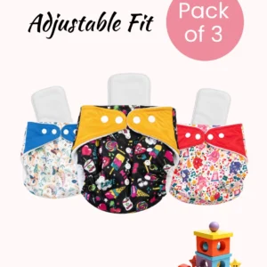 Premium Reusable Baby Cloth Diaper – Adjustable 5–17 kg | Pack of 3