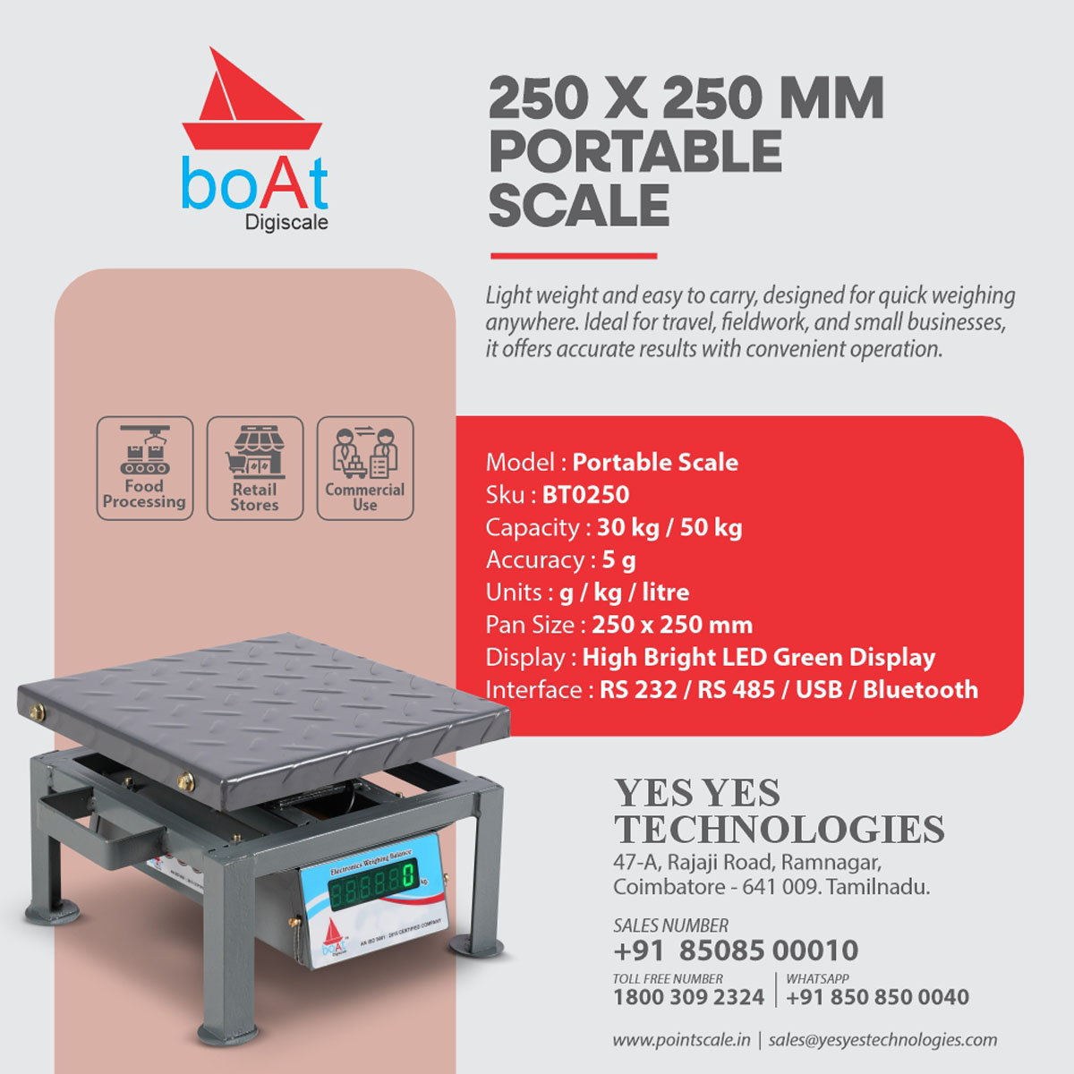 250 x 250 mm Portable Scale
