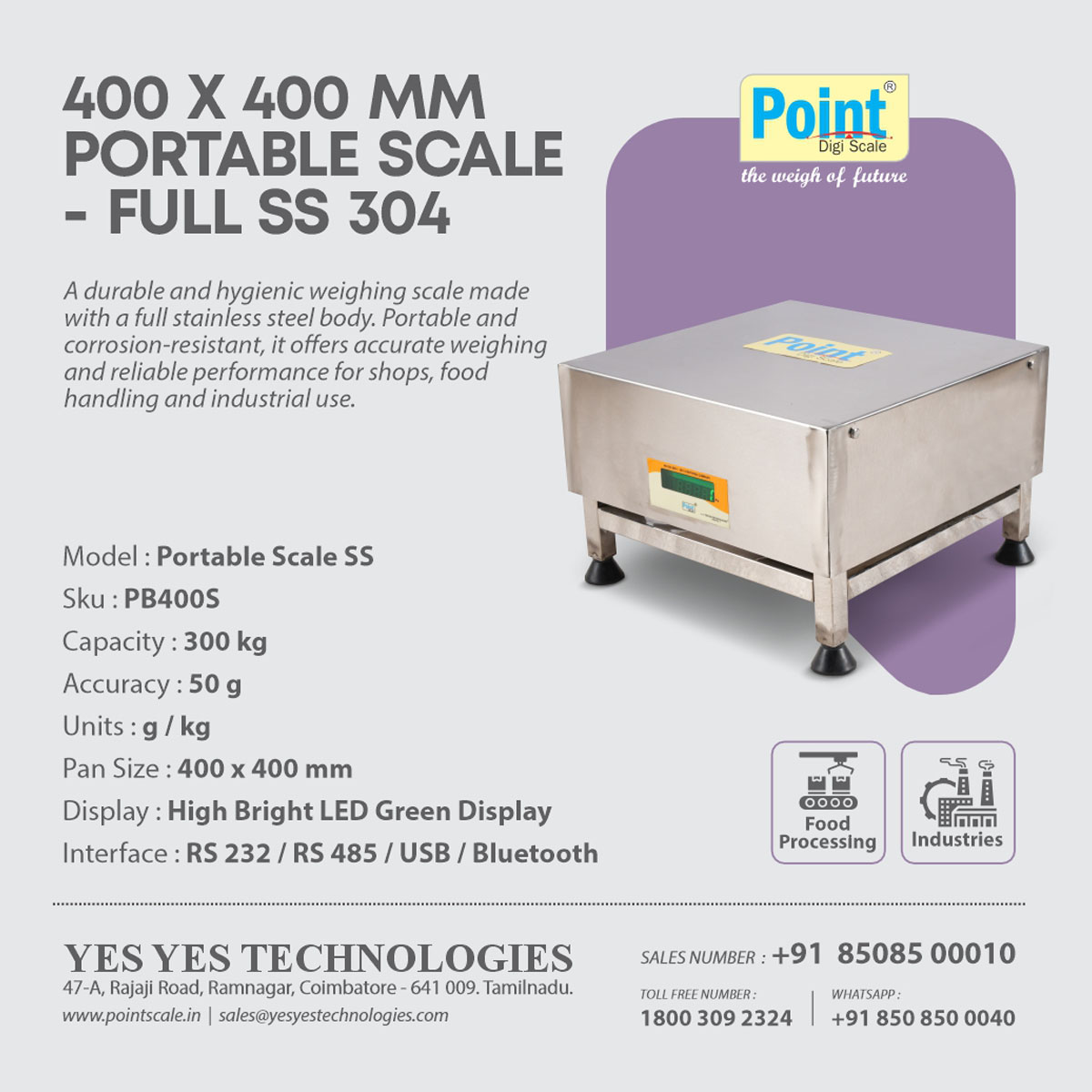 400 x 400 mm Fully SS